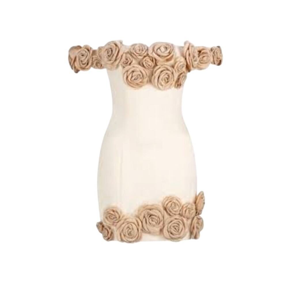 NWT Atoir REVOLVE Rosalie Gold Cream Mini Dress Size 2 Rosettes Floral Feminine - Picture 1 of 16